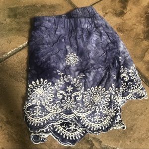 PacSun LA Hearts dark blue tie dye shorts